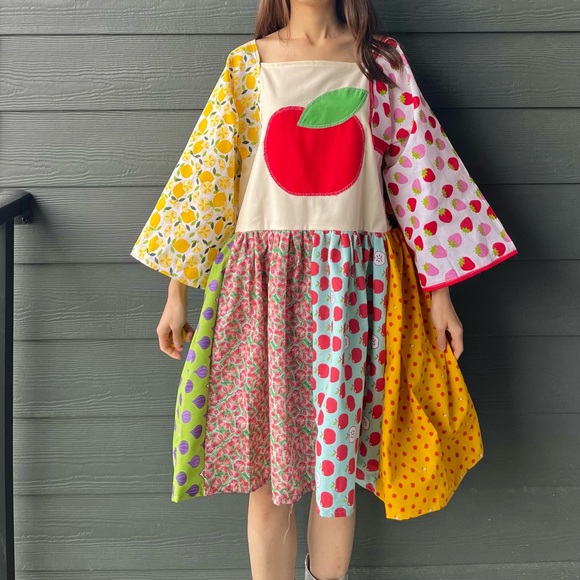 Handmade Fruit Paradise Flavorful Print Bandana Dress | SKU 11161 Apple - Picture 6 of 16